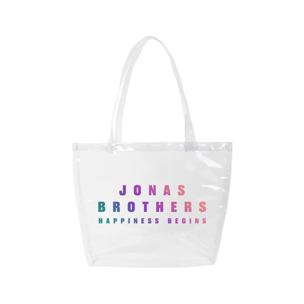 Jonas Brothers HAPPINESS BEGINS TOTE Clear Vinyl Bag Colourful Letters